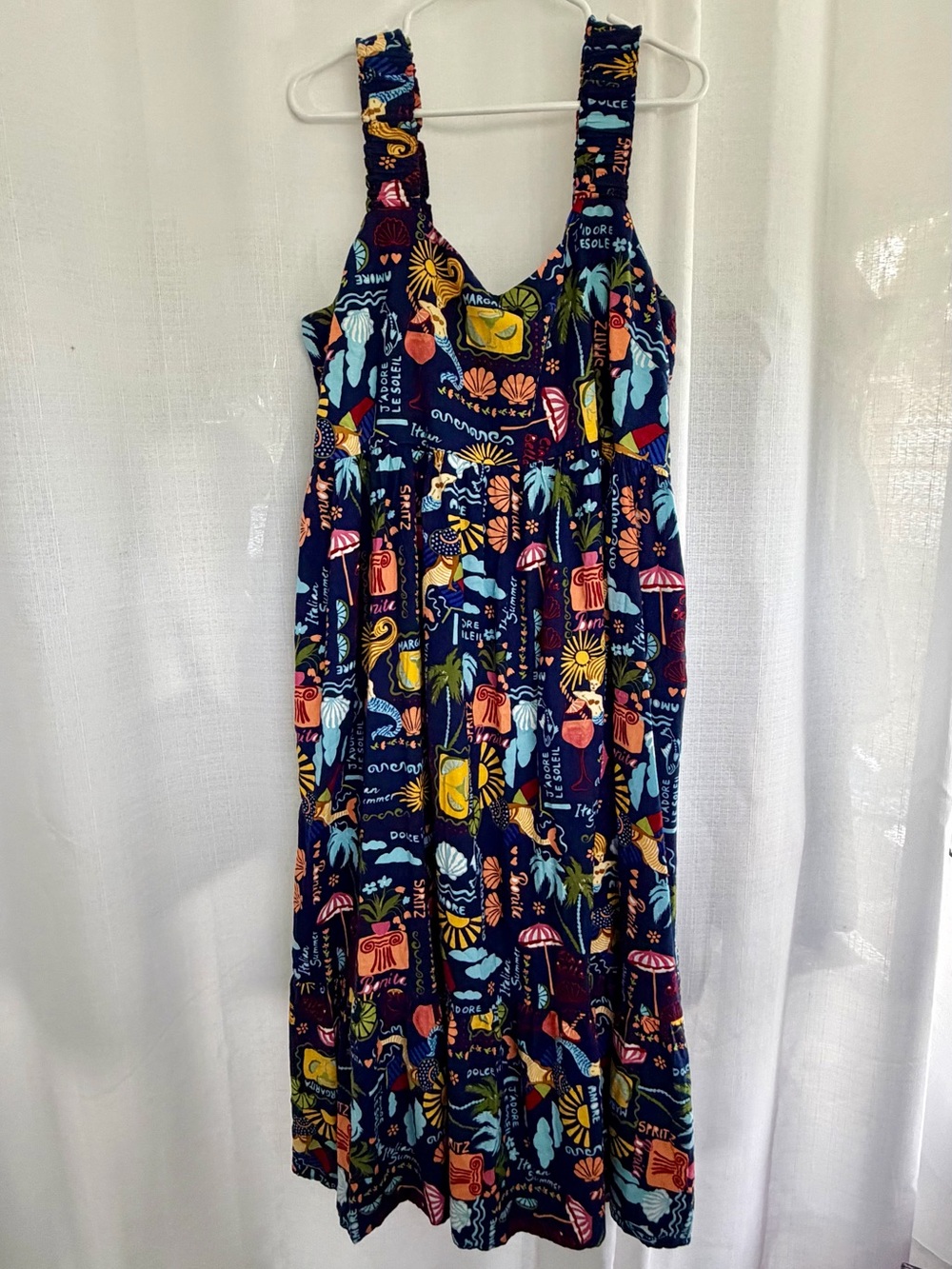 Proud Poppy Eva Maxi Dress in Euro Summer Size 16 Navy Linen Blend Tropical